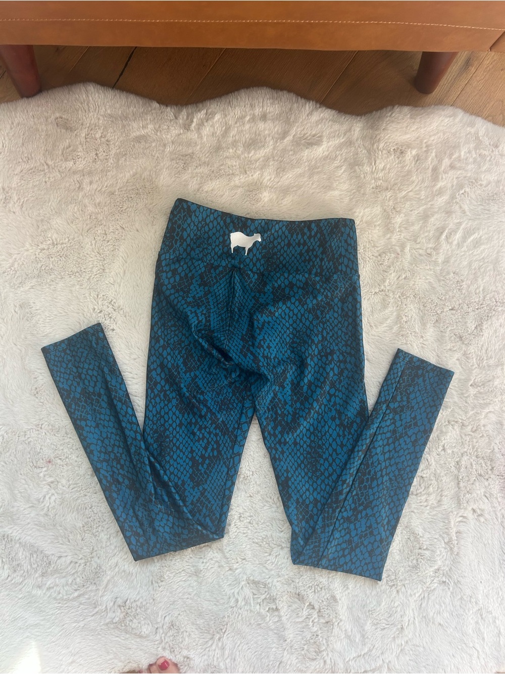 Goldsheep Teal/black small Snake-Print Leggings